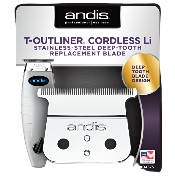 ANDIS BLADE-FOR T-OUTLINER CORDLESS DEEP TOOTH STAINLESS #04575